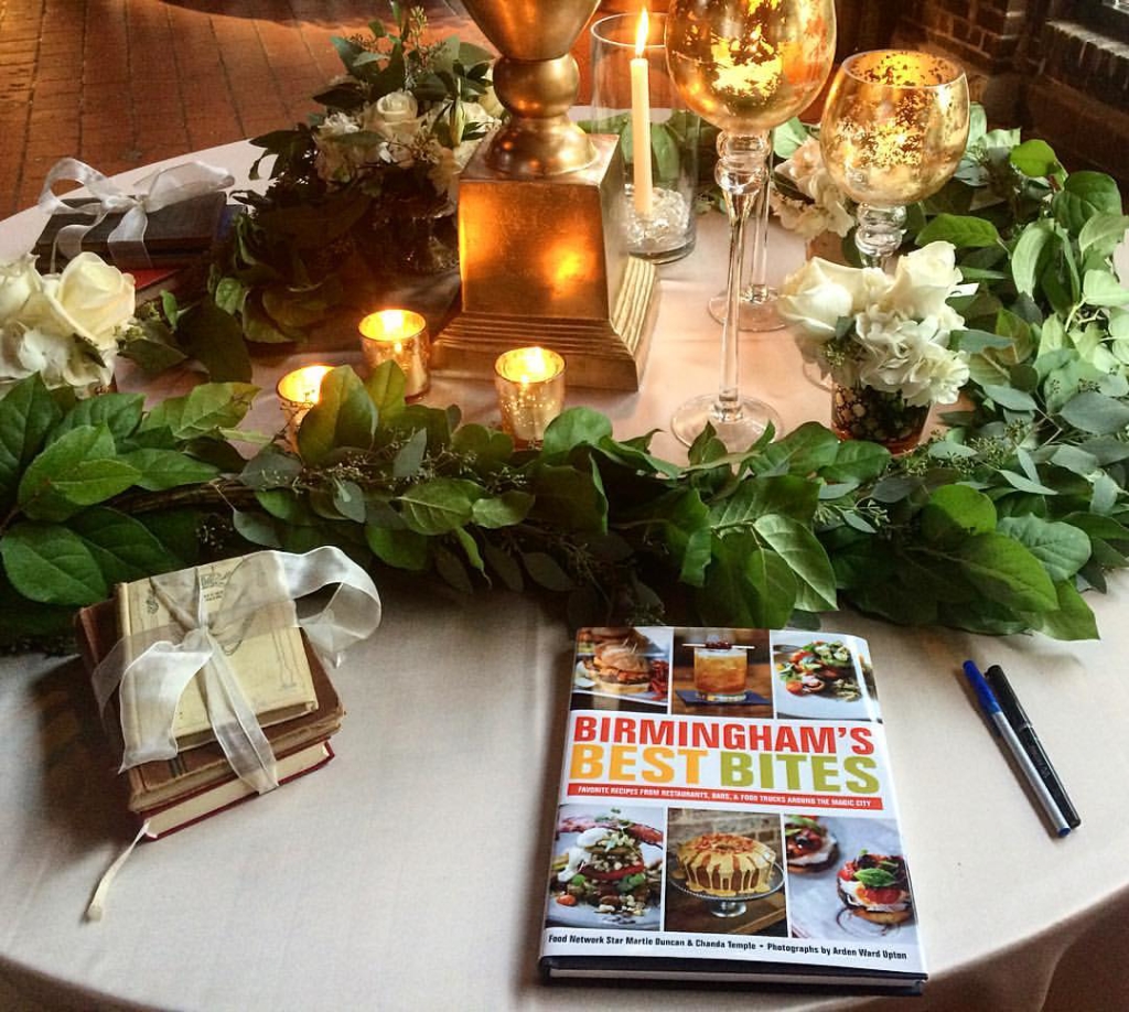 While out running errands in August, I saw the Birmingham's Best Bites  cookbook on a table set up for a wedding reception. I thought, "Hmmm. That's interesting." Turns out the couple had planned to use it as their guest book. If you get folks to sign a keeper of a book like this, you will have one of the best wedding gifts, ever!. Love this idea. If you haven't gotten your copy of the cookbook, which has 80 recipes from 60 restaurants in and around Birmingham, what's stopping you? It's a pretty tasty guide to the city's food scene.