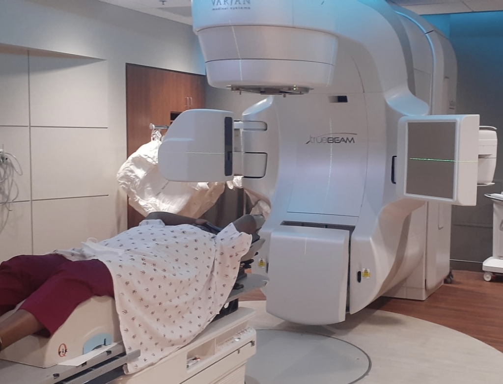 Kimberly Callines before she has a radiation treatment. 