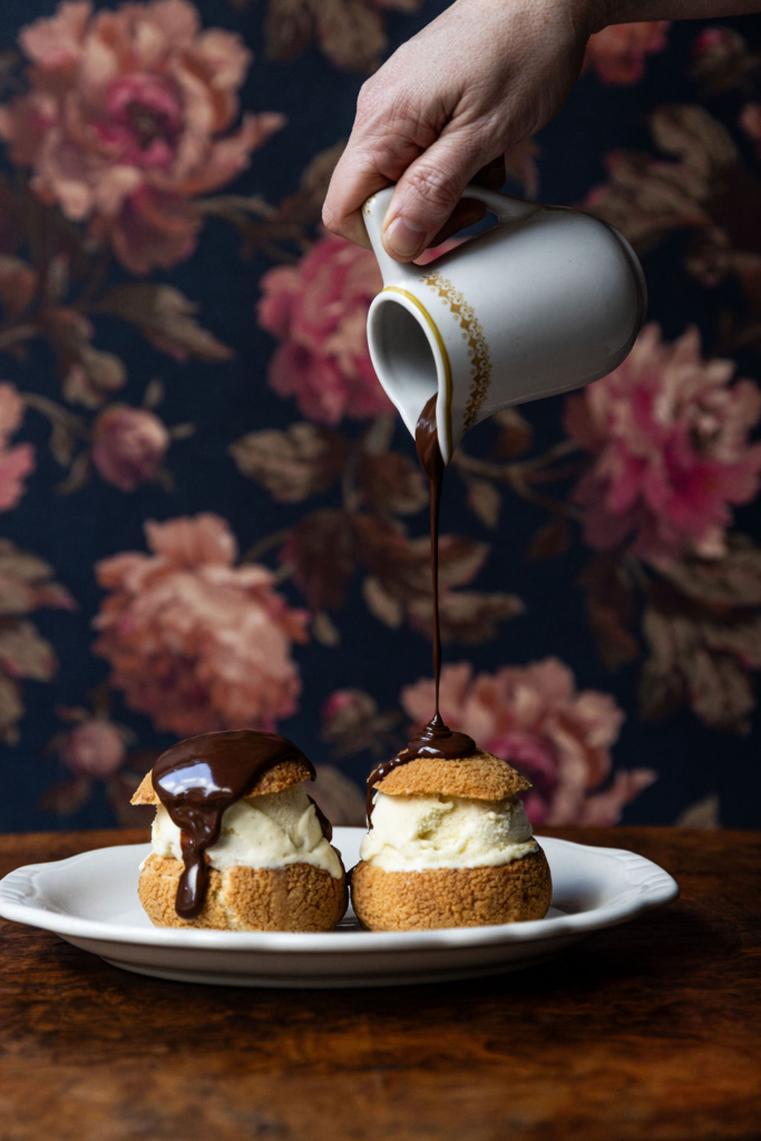 The classic French dessert such Profiteroles, show off Kristen Farmer Hall’s technical precision and pastry pedigree. (Photo by Caleb Chauncy)