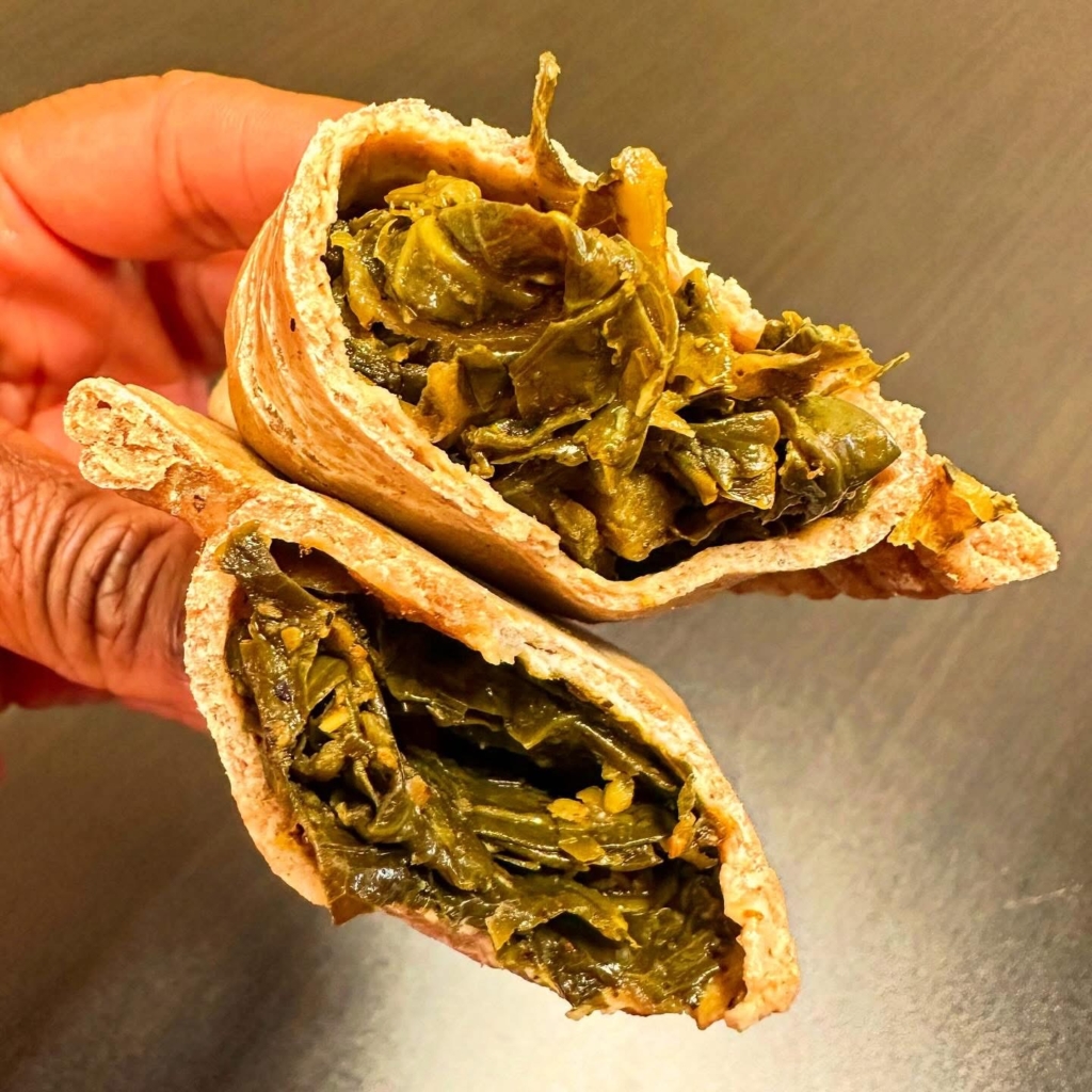 Pita pockets filled with greens from Abadir's. (Photo by Chanda Temple)