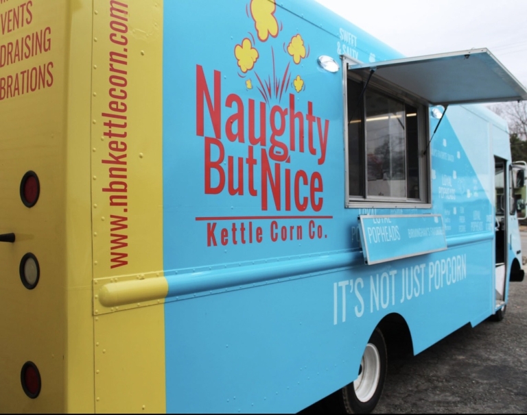 The Naughty But Nice Kettle Corn food truck is a 2004 model that Clem Summers and Tanesha Sims-Summers bought in 2019. They outfitted ready for it to roll in 2020, not anticipating how the pandemic would impact the business. They pivoted with online sales until the world opened back up again. (Photo from company's Facebook page.)